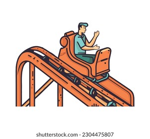 man on the roller coaster icon isolated