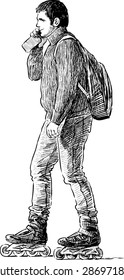 man on roller skates