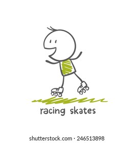 man on roller skates illustration