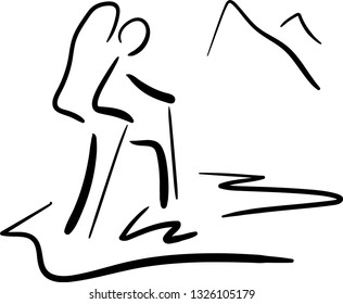 Man on the route, trekking