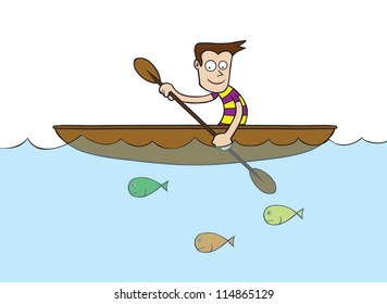 Man on rowboat