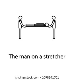 the man on a s stretcher icon. Element of medicine icon with name for mobile concept and web apps. Thin line the man on a s stretcher icon can be used for web and mobile