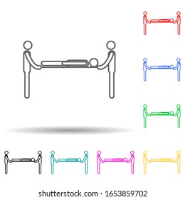 the man on a s stretcher multi color style icon. Simple thin line, outline vector of medicine icons for ui and ux, website or mobile application