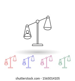 Man on the scales multi color icon. Simple thin line, outline vector of election icons for ui and ux, website or mobile application