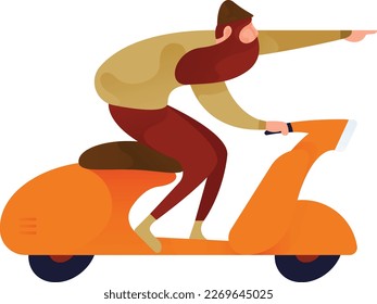 Man On Scooter Curvy 1 UI Banner Illustration Vector EPS