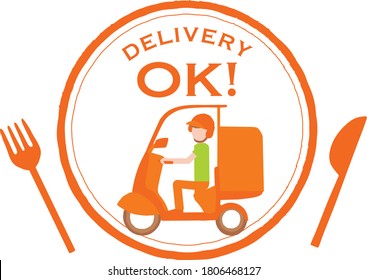 Man on scooter, delivery Vector image illustration