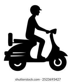 Man on scooter icon isolated