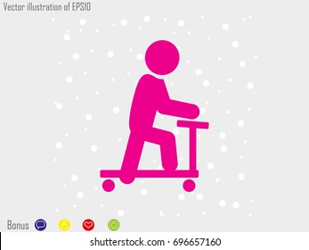 Man on scooter, icon, vector illustration of Eps10