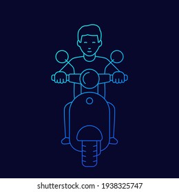 Man on scooter line vector art