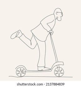 a man on a scooter with one line