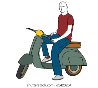 man on scooter silhouette - vector illustration