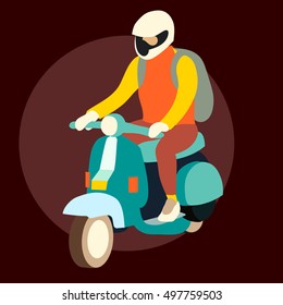 Man on Scooter vector minimal illustration