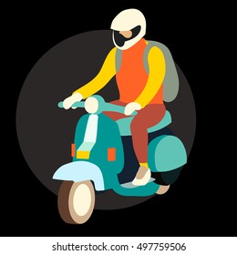 Man on Scooter vector minimal illustration