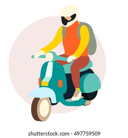 Man on Scooter vector minimal illustration