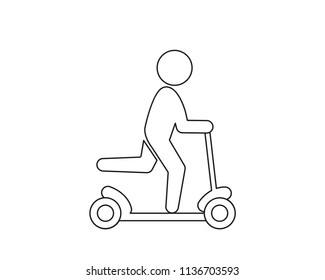 Man on Scooter vector web icon isolated on white background, EPS 10,  top view