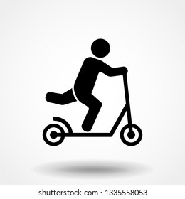 Man on Scooter vector web icon isolated on white background, EPS 10, top view