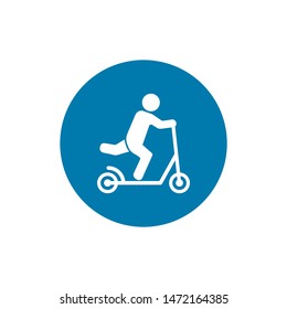 Man on Scooter vector web icon isolated on white background, EPS 10, top view