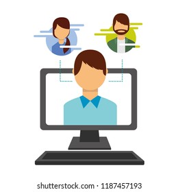 man on screen computer people social media