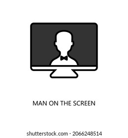 Man on Screen icon. Trendy flat vector Man on Screen icon on white background, vector illustration can be use for web and mobile