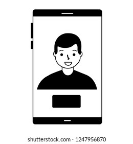 man on screen mobile button