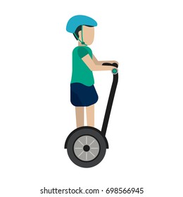 man on  self balancing two wheel scooter with helmet icon image 