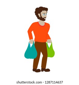 Man on shopping with packages