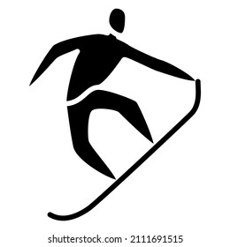 A man on a skateboard. Free style in sports. Winter sports. Active recreation in winter. Vector icon, glyph, silhouette, isolated