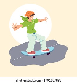 man on skateboard, outdoor activity vector illustration design