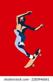 Man on skateboard vector illustration.