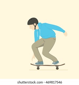 man on skateboard. vector teenager skateboarding