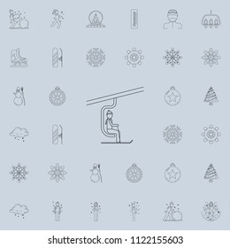 man on the ski lift icon. Detailed set of Winter icons. Premium quality graphic design sign. One of the collection icons for websites, web design, mobile app on colored background