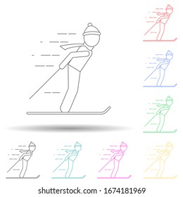 man on skis multi color style icon. Simple thin line, outline vector of winter icons for ui and ux, website or mobile application