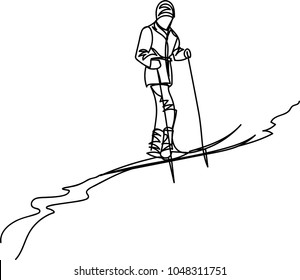 man on skis. one line