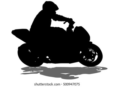 Man on sport bike on white background