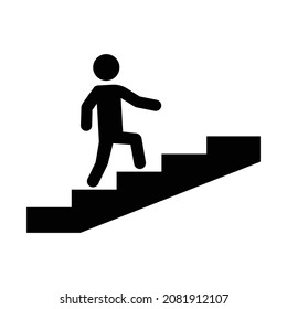 Man on stairs going up icon vector design template.