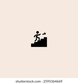 Man on Stairs Going Up icon flat vector design.