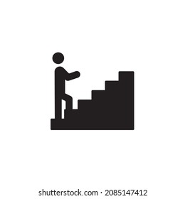 Man on stairs going up icons symbol vector elements for infographic web