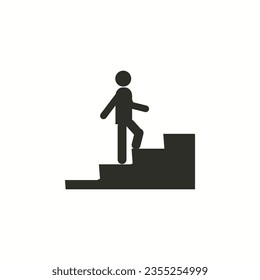 Hombre en escaleras arriba símbolo Vector ilustración