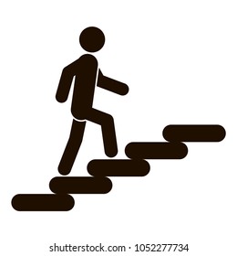 Man on Stairs going up. Stairs icon. Vector illustration