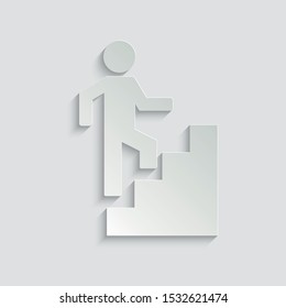 Man on stairs going up. People icon. Vector icon for apps and websites.  paper icon