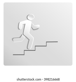 Man on stairs going up. Cut-out paper Design