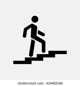 Man on stairs going up.