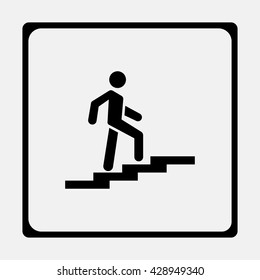 Man on stairs going up.