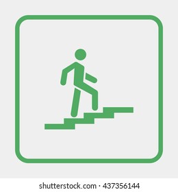 Man on stairs going up.