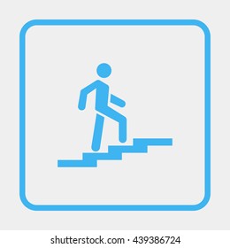 Man on stairs going up.