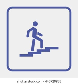 Man on stairs going up.