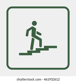 Man on stairs going up.