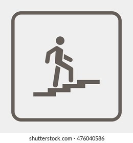 Man on stairs going up.