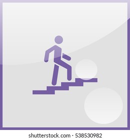 Man on stairs going up.