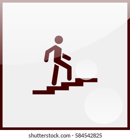 Man on stairs going up.